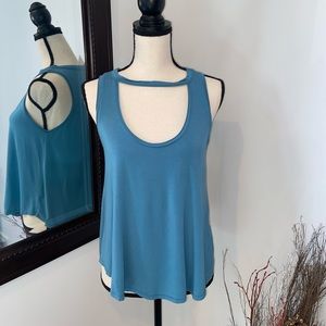 Beautiful blue low cut blouse